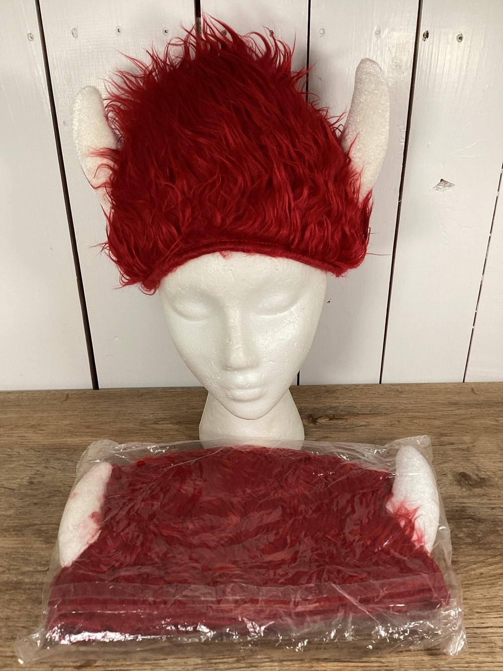 Pair Halloween Fuzzy Fur Viking Hat Helmet Halloween Costume One Size Fits Most